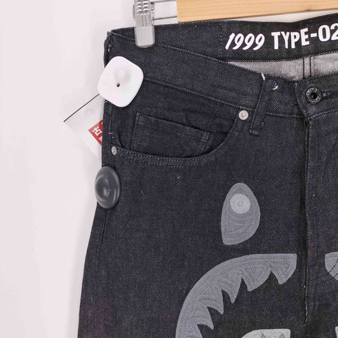 アベイシングエイプ A BATHING APE 1999 TYPE-02 SHARK DENIM PANTS WGM シャーク 刺繍 デニム パンツ メンズ JPN:M