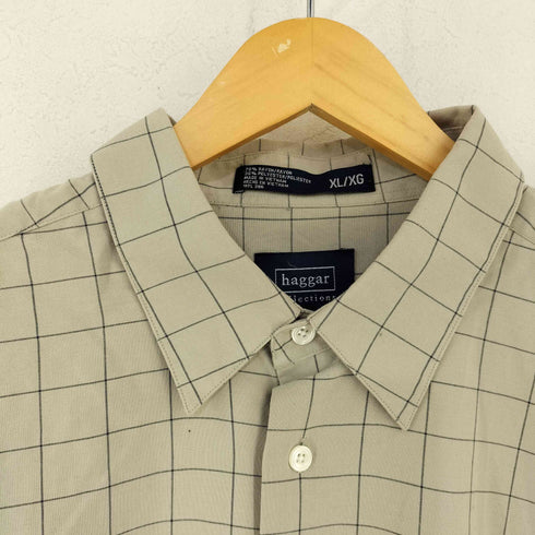ハガー HAGGER ウィンドウペン レーヨン混 レギュラーカラーシャツ メンズ import:XL