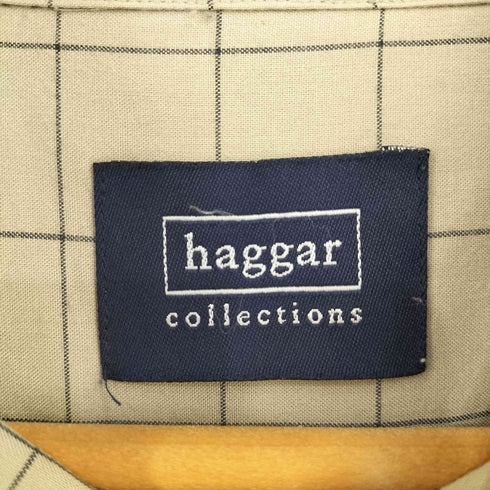 ハガー HAGGER ウィンドウペン レーヨン混 レギュラーカラーシャツ メンズ import:XL