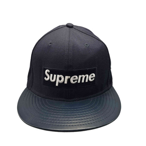 シュプリーム Supreme 12AW MMXIII LEATHER VISOR NEW ERA CAP ボックス ロゴ レザー バイザー 6パネル キャップ メンズ 7 1/2 59.6