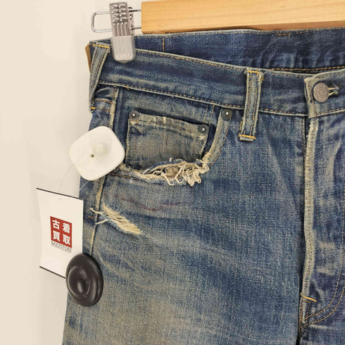 リーバイス Levis 60-70S 501 BIG E 不均等 V ボタン裏 16 刻印 モデル 赤耳 Vステッチ ボタンフライ ダメージ デニム パンツ メンズ
