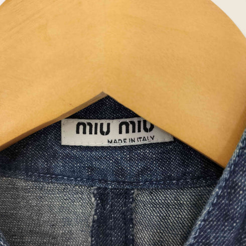 ミュウミュウ miu miu MADE IN ITALY 裾ギャザー デニムスナップシャツ レディース EUR:40