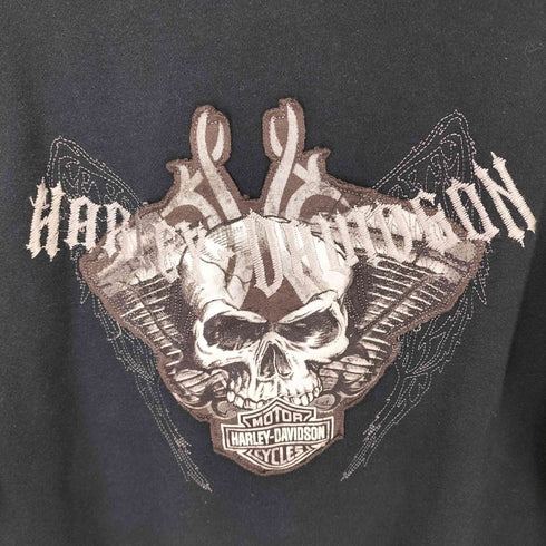ハーレーダビッドソン HARLEY-DAVIDSON ロゴ 刺繍 ブロック 切替 スカル デザイン ジップアップ パーカー メンズ import:M
