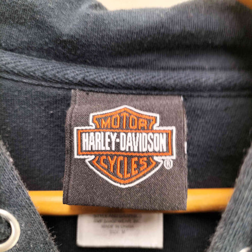 ハーレーダビッドソン HARLEY-DAVIDSON ロゴ 刺繍 ブロック 切替 スカル デザイン ジップアップ パーカー メンズ import:M