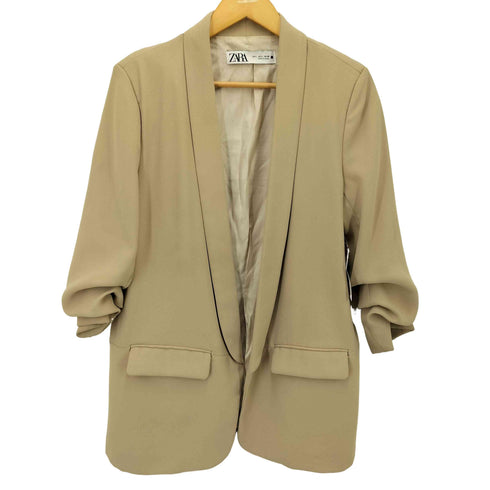 ザラ ZARA ショールカラー ギャザースリーブジャケット レディース import:L