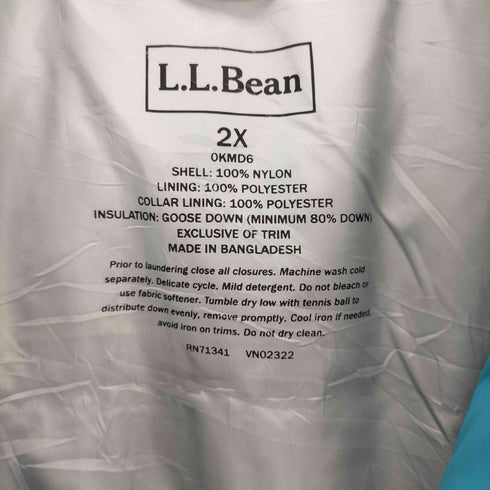 エルエルビーン L.L.Bean 裾 ロゴ 刺繍 バイカラー ナイロン ダウン ベスト ビッグサイズ メンズ 2X