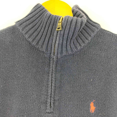 ポロバイラルフローレン Polo by RALPH LAUREN スモールポニー刺繍 ハーフジップ コットンニット レディース 160