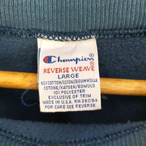 チャンピオン Champion 90s USA製 刺繍タグ REVERSE WEAVE リバースウィーブ カレッジロゴパッチ クルーネックスウェット メンズ import:L