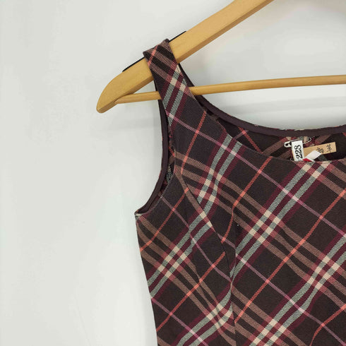 バーバリーブルーレーベル BURBERRY BLUE LABEL ノバチェック レザーベルト キャミ ワンピース レディース 36