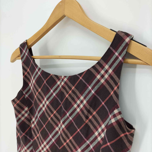 バーバリーブルーレーベル BURBERRY BLUE LABEL ノバチェック レザーベルト キャミ ワンピース レディース 36