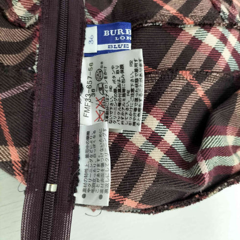 バーバリーブルーレーベル BURBERRY BLUE LABEL ノバチェック レザーベルト キャミ ワンピース レディース 36