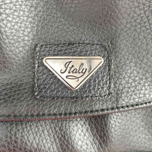 Italy ロゴ プレート フェイクレザー ショルダーバッグ メンズ
