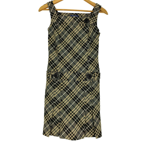 バーバリーブルーレーベル BURBERRY BLUE LABEL グレー ノバチェック ウエスト ベルト キャミ ワンピース レディース 36