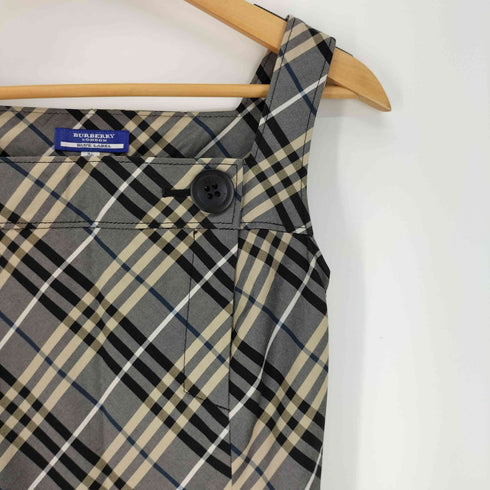 バーバリーブルーレーベル BURBERRY BLUE LABEL グレー ノバチェック ウエスト ベルト キャミ ワンピース レディース 36