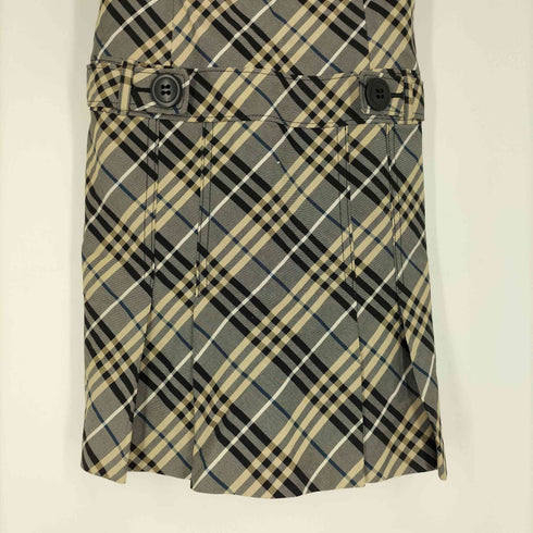 バーバリーブルーレーベル BURBERRY BLUE LABEL グレー ノバチェック ウエスト ベルト キャミ ワンピース レディース 36