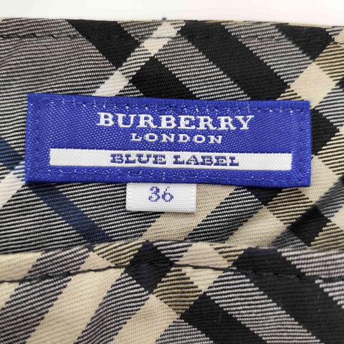 バーバリーブルーレーベル BURBERRY BLUE LABEL グレー ノバチェック ウエスト ベルト キャミ ワンピース レディース 36