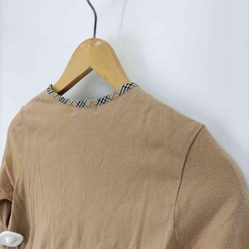 バーバリーブルーレーベル BURBERRY BLUE LABEL ノバチェック パイピングライン 裾ロゴ 刺繍 コットン カーディガン レディース import:M