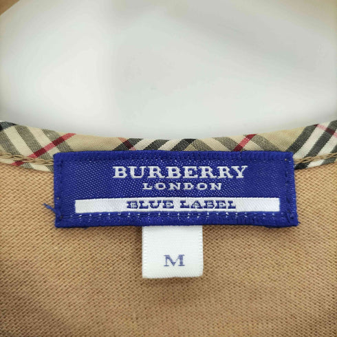 バーバリーブルーレーベル BURBERRY BLUE LABEL ノバチェック パイピングライン 裾ロゴ 刺繍 コットン カーディガン レディース import:M