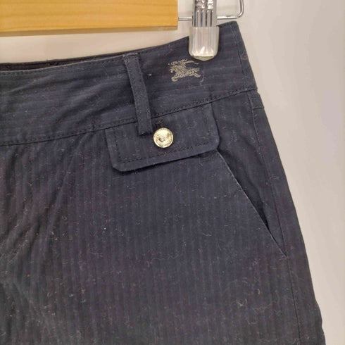 バーバリーブルーレーベル BURBERRY BLUE LABEL ウエスト ロゴ 刺繍 シャドーストライプ ショート パンツ レディース EUR:36