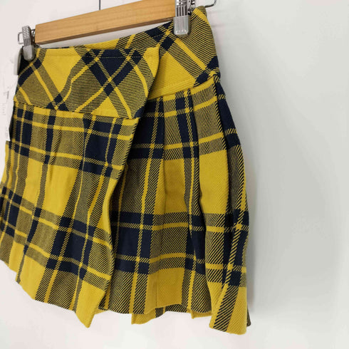 バーバリーブルーレーベル BURBERRY BLUE LABEL タータンチェック コットン ラップ フレア ミニ スカート レディース EUR:36
