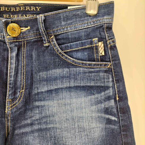 バーバリーブルーレーベル BURBERRY BLUE LABEL ロゴ 刻印 ボタン デニム ショート パンツ レディース EUR:36