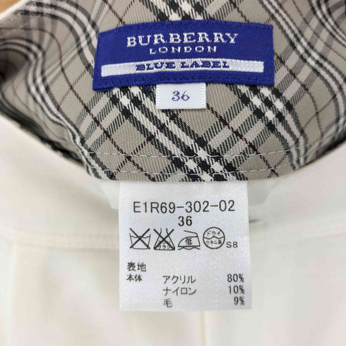 バーバリーブルーレーベル BURBERRY BLUE LABEL ロゴ 刺繍 2タック アクリル フレア ミニ スカート レディース EUR:36
