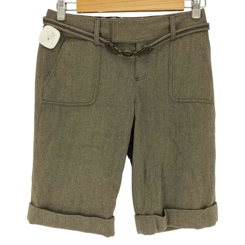 バーバリーブルーレーベル BURBERRY BLUE LABEL ロゴ 刻印 ベルト ヘリンボーン ベイカーポケット ウール ショート パンツ レディース EUR:38