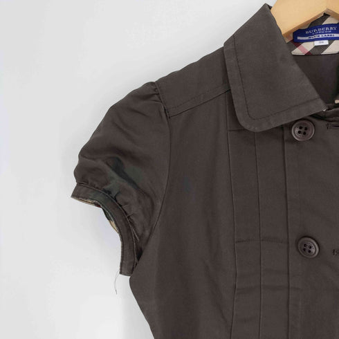 バーバリーブルーレーベル BURBERRY BLUE LABEL タック デザイン フレンチスリーブ ダブルボタン シャツ ワンピース レディース EUR:38