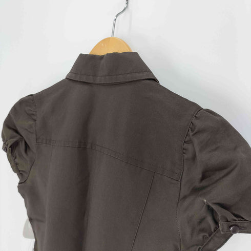 バーバリーブルーレーベル BURBERRY BLUE LABEL タック デザイン フレンチスリーブ ダブルボタン シャツ ワンピース レディース EUR:38