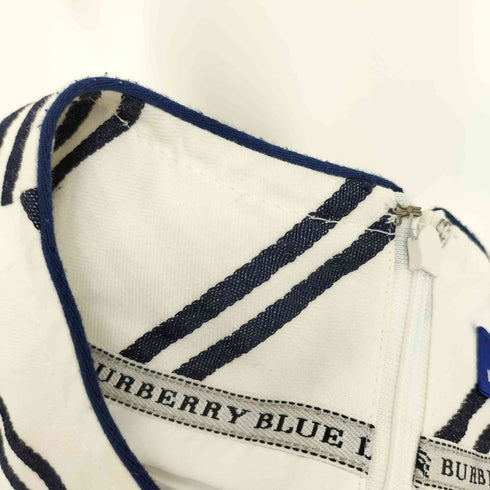 バーバリーブルーレーベル BURBERRY BLUE LABEL ヘンリーボタン フレンチスリーブ ボーダー ワンピース レディース 36