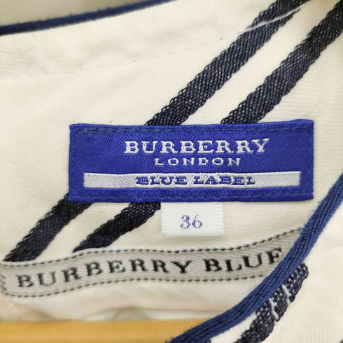 バーバリーブルーレーベル BURBERRY BLUE LABEL ヘンリーボタン フレンチスリーブ ボーダー ワンピース レディース 36