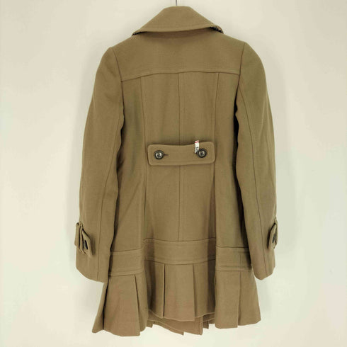 バーバリーブルーレーベル BURBERRY BLUE LABEL 裏地ノバチェック タック スカート ダブルボタン ウール ナイロン ショールカラー ステンカラー コート レディース 36