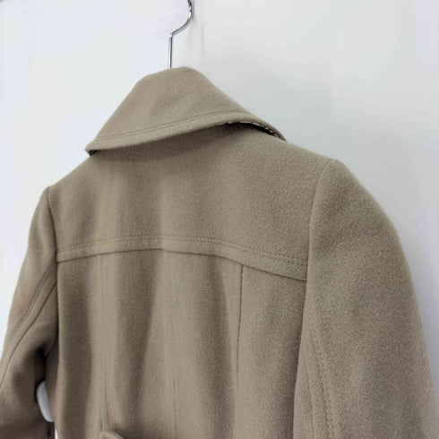 バーバリーブルーレーベル BURBERRY BLUE LABEL 裏地ノバチェック タック スカート ダブルボタン ウール ナイロン ショールカラー ステンカラー コート レディース 36