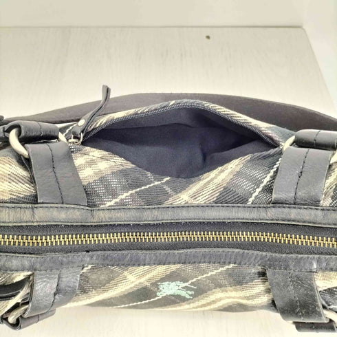 バーバリーブルーレーベル BURBERRY BLUE LABEL ロゴ 刺繍 グレー ノバチェック ベルト デザイン ワンショルダー バッグ レディース
