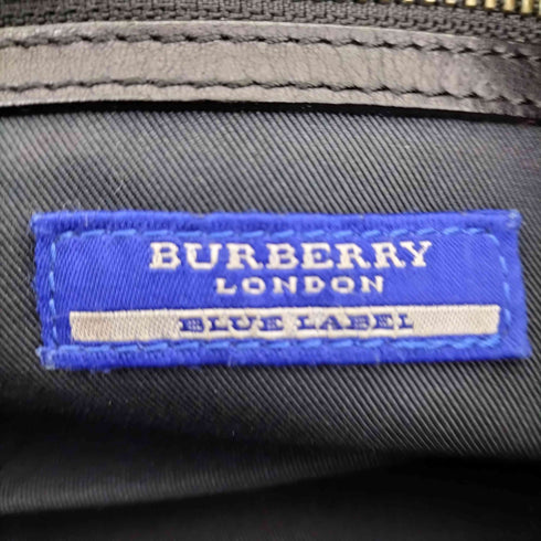 バーバリーブルーレーベル BURBERRY BLUE LABEL ロゴ 刺繍 グレー ノバチェック ベルト デザイン ワンショルダー バッグ レディース