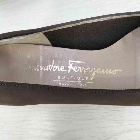 サルヴァトーレフェラガモ Salvatore Ferragamo イタリア製 リボンデザイン スウェード パンプス レディース 4 1/2