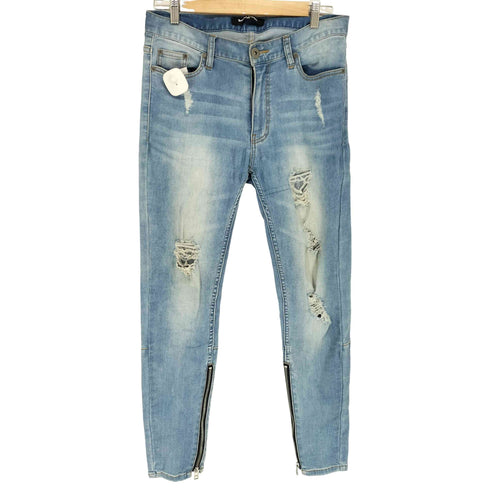 ダンケシェーン Danke Schon 21SS 裾ジップ ダメージ加工 スキニー デニムパンツ メンズ JPN:L