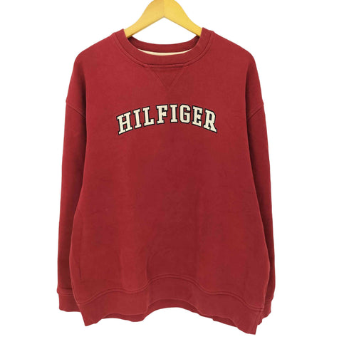 トミーヒルフィガー TOMMY HILFIGER 00S カレッジロゴ Vガゼット クルーネックスウェット メンズ import:L