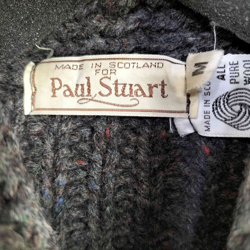 ポールスチュアート Paul Stuart MADE IN SCOTLAND マルチカラーネップ ショールカラーケーブルニットカーディガン メンズ import:M