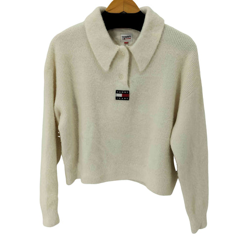 トミージーンズ tommy jeans CROP BOXY FIT POLO SWEATER レディース import:S