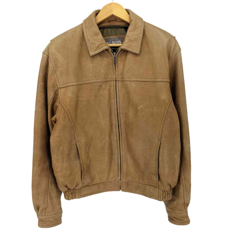 ウィルソン Wilsons Leather 90S 本革 アクションプリーツ ジップアップジャケット メンズ import:S