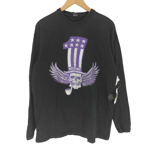ステューシー Stussy 00S 黒タグ スカルウィング ナンバーワン 両面 プリント L/S Tシャツ メンズ import:XL