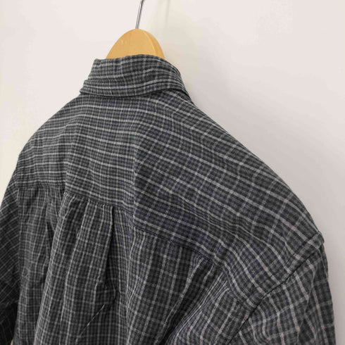 エディーバウアー Eddie Bauer 00S 黒タグ フラップポケット L/S チェック シャツ メンズ import:XS