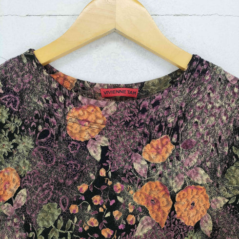 ヴィヴィアンタム VIVIENNE TAM 10年製 フラワーエンブロイダリー クルーネック メッシュトップス レディース 0