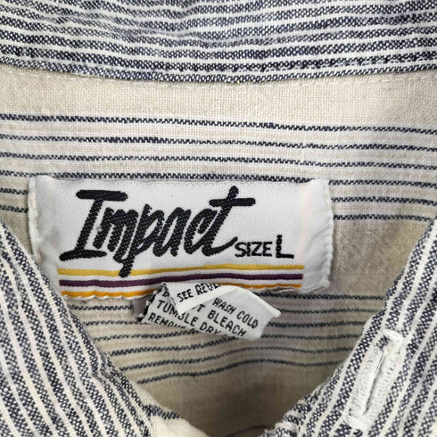 IMPACT クレイジーパターン コットンリネン S/S シャツ メンズ import:L