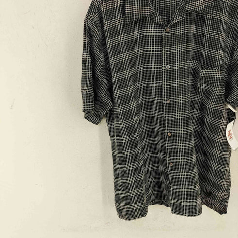 ナチュラルイシュー NATURAL ISSUE レーヨン混 チェック オープンカラーS/Sシャツ メンズ import:L