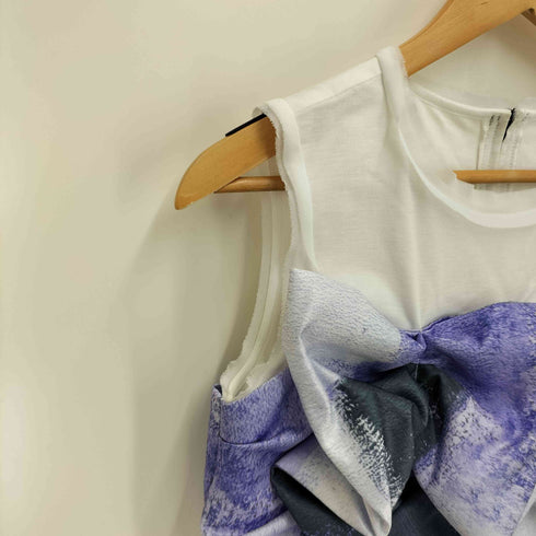 ランバンオンブルー LANVIN en Bleu マルチカラーリボン ドッキング ノースリーブトップス レディース EUR:38