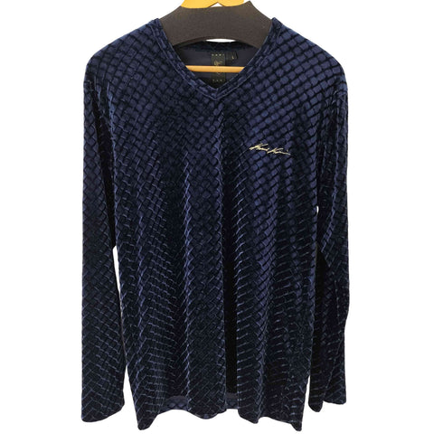 カールカナイ Karl Kani フロント刺繍 L/S ベロアVネックトップス メンズ import:L