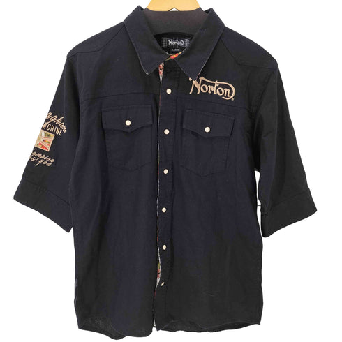 ノートン NORTON 刺繍デザイン 七分丈シャツ メンズ import:L