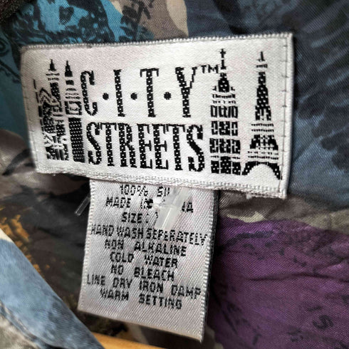 シティストリート CITY STREETS 90s シルク100%総柄L/Sシャツ メンズ import:XL